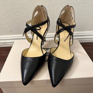 Ivanka Trump Tenice Pointy Toe Pumps (Black Leather)